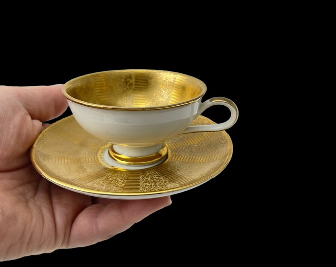 Winterling Roslau Bavaria Gold Demitasse Cup Saucer Porcelain Expresso Coffee Cup Saucer. Bone