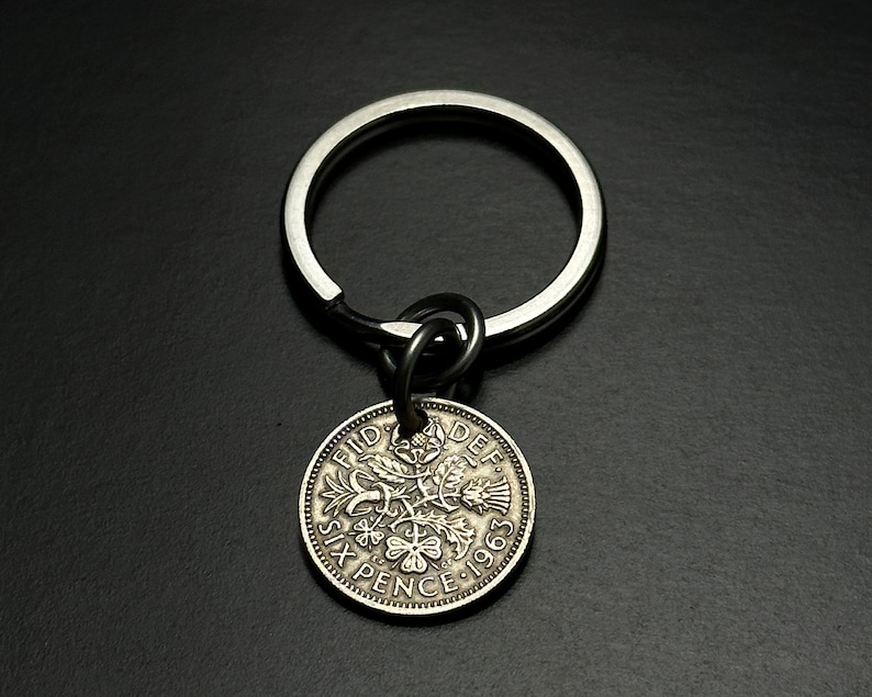 Birth year Sixpence Necklace . ENGLAND coin charm. lucky coin. bridal wedding coin. choose year UK No.00750 image 5