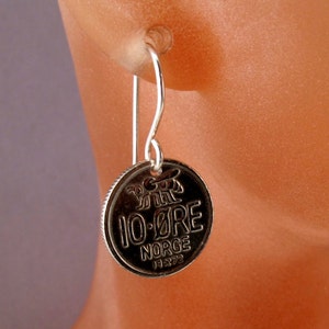 Honey Bee earrings. Norway JEWELRY NORWEGIAN coin earrings ore. norge norse apiary No.1415 image 3