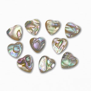 25 Cabina Corazón ABALONE 15mm.  corazones de concha. cabujones de concha. Cabinas Shell NO.005