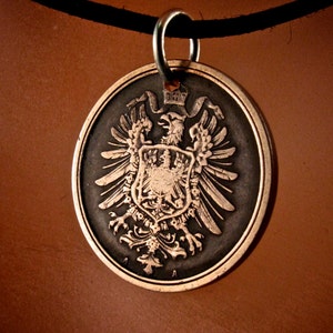 Antique GERMAN COIN NECKLACE  Germany  pfennig antique coin  Deutschland Charm Pendant coin fob .mens jewelry. mens coin No.001772