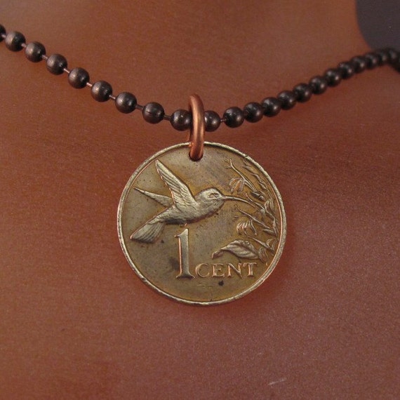 HUMMINGBIRD munt munt sieraden trinidad munt KETTING Sieraden Oorbellen Oorbellen & druppelhangers kies jaar No.001188 koper vogel munt tobago 