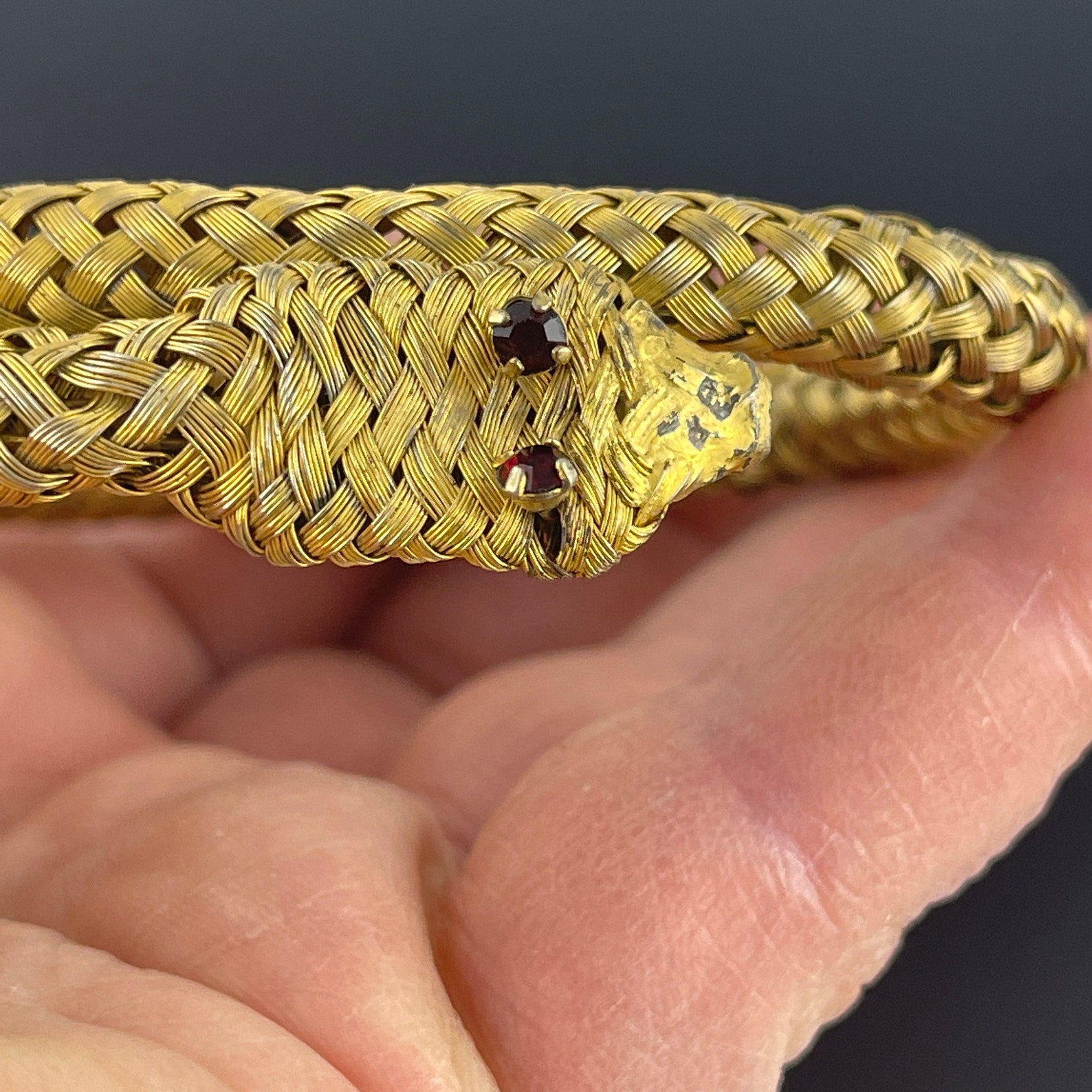 Bracelet vintage Gold Snake Ruby Red Rhinestone Eyes Serpent Etsy