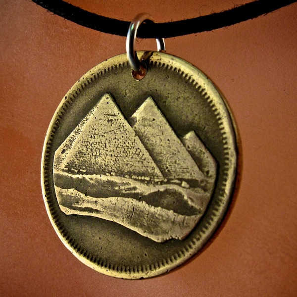 EGYPT NECKLACE.  coin necklace. coin jewelry. pyramids .  piastres. Egyptian necklace.  middle east. sphinx . mens coin. dessert No.001079