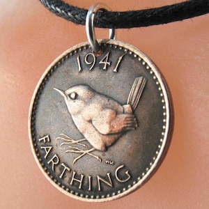 ENGELAND COIN KETTING winterkoning munt Jenny munt vogel charme hanger Engeland sterling borgtocht. Kies geboortejaar. personaliseren. Nr.00926 afbeelding 1