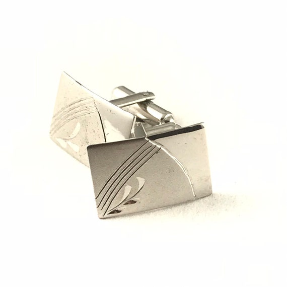 Sterling Silver rectangular Anson Cufflinks . No.… - image 1