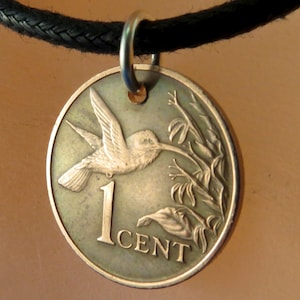 coin jewelry -  HUMMINGBIRD coin -  trinidad coin NECKLACE -  bird coin  tobago - copper - choose year  No.001188