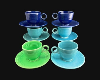 6 Vintage Fiesta Ware Tea Cup and  Saucer Sets -