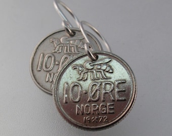 Honey Bee earrings. Norway JEWELRY - NORWEGIAN coin earrings ore. norge  - norse - apiary No.1415