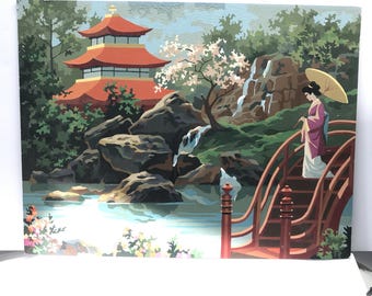 Large Paint By Number |  japanese  Geisha Asian Pagoda