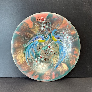 Piatto o ciotola in smalto moderno olandese Dekern a forma di pavone, metà secolo De Kern