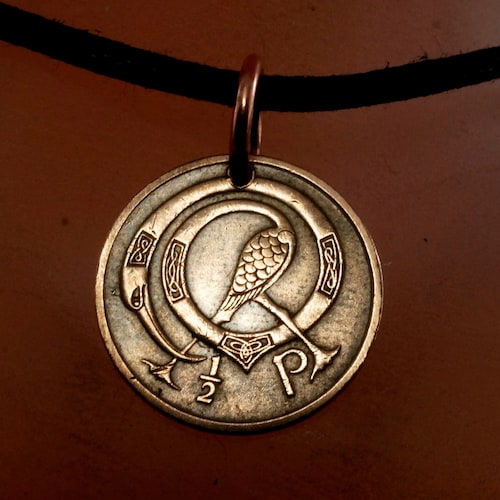 IRISH COIN Necklace Ireland Coin Celtic Bird Knot Pendant Etsy