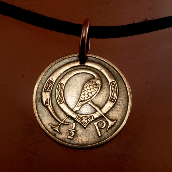 IRELAND necklace. Irish charm. celtic bird coin charm irish. harp music. gift. key chain. No.001906