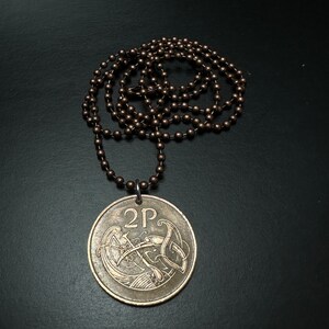 IRISH COIN Necklace Ireland coin celtic bird knot pendant eire. 2p pence love knot . mens jewelry. CHOOSE year key ring charm image 7