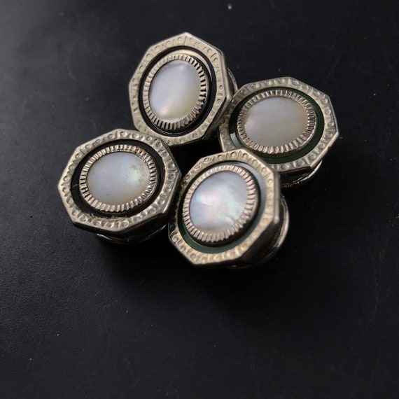 Edwardian  Cuff Links.  Shell Snap Cuff Links. Bl… - image 3