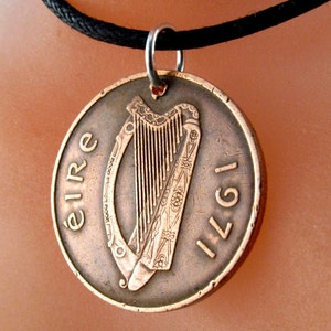 IRISH COIN Necklace Ireland coin celtic bird knot pendant eire. 2p pence love knot . mens jewelry. CHOOSE year key ring charm image 3