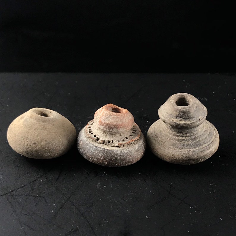 terracota ancient antique clay for your assemblage No.001038 bead PRE COLUMBIAN SPINDLE whorls