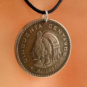 MEXICAN necklace pendant charm /  Mexico coin jewelry  / centavos  /  condor necklace  / aztec necklace / Boho Necklace   No.00445