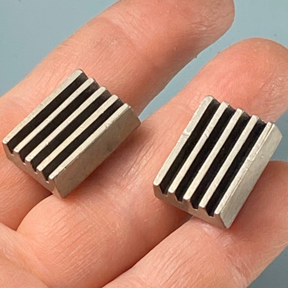 Swedish Modernist Rune Tennesmed Pewter Cuff link… - image 1