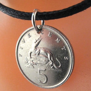 ALLIGATOR NECKLACE -  crocodile jewelry -  JAMAICAN coin jewelry. animal coin. gator.  boys gift No.00925