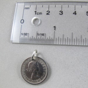 Birth year Sixpence Necklace . ENGLAND coin charm. lucky coin. bridal wedding coin. choose year UK No.00750 image 3