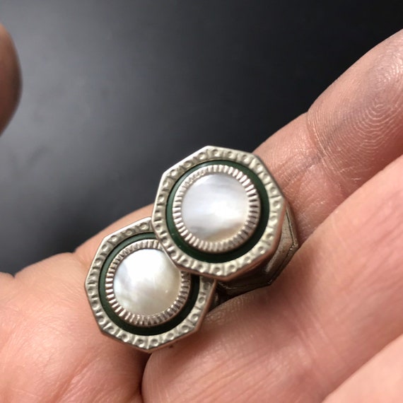 Edwardian  Cuff Links.  Shell Snap Cuff Links. Bl… - image 6