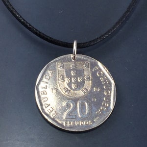 Vintage Portugal Necklace. Portugal Coin Pendant . Mens Pendant. Mens Jewelry. Portugese Jewelry. Charm NO.00107 image 4