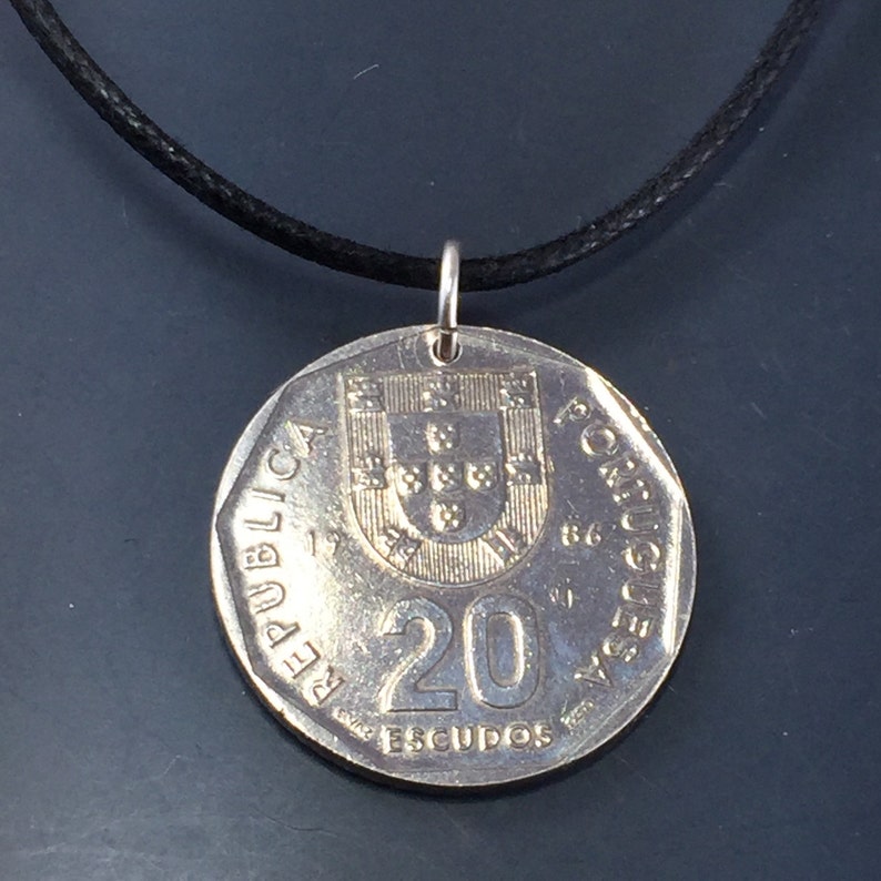 Vintage Portugal Necklace. Portugal Coin Pendant . Mens Pendant. Mens Jewelry. Portugese Jewelry. Charm NO.00107 image 4