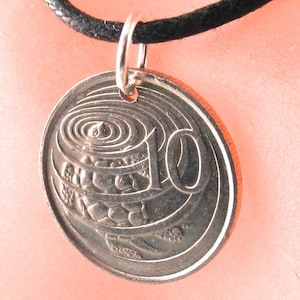 TURTLE necklace. Turtle jewelry . CAYMAN ISLANDS coin.  sea turtle coin. coin pendant. animal coin Choose year No.001110