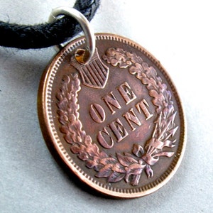antique penny necklace coin pendant. penny charm. United States. Indian Head.. CHOOSE YEAR No.00832