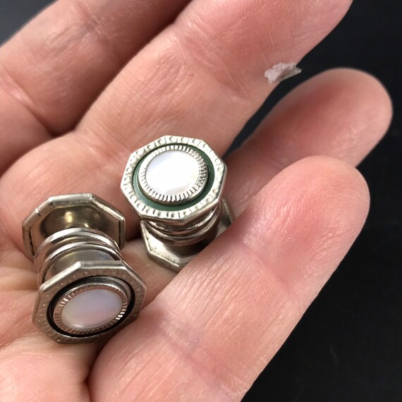 Edwardian  Cuff Links.  Shell Snap Cuff Links. Bl… - image 2