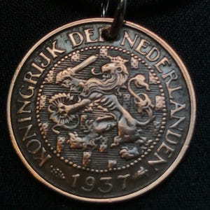 NETHERLANDS necklace coin jewelry. dutch pendant cent . Holland art nouveau. Choose Year. PartsForYou . No.00899 image 1