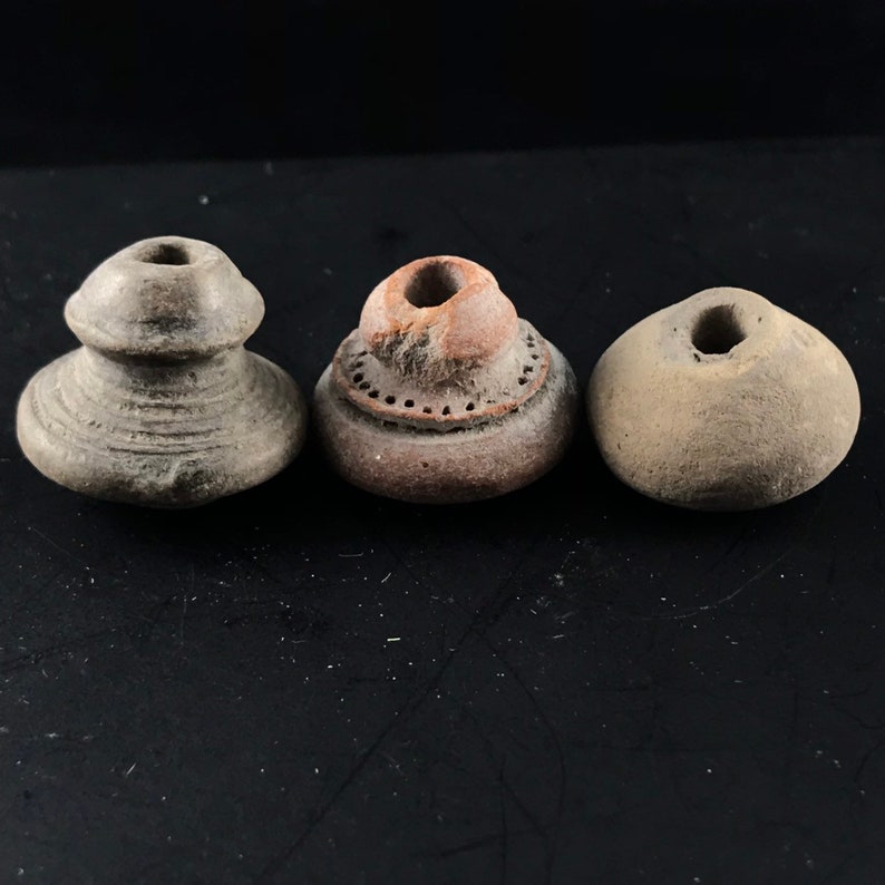 terracota ancient antique clay for your assemblage No.001038 bead PRE COLUMBIAN SPINDLE whorls
