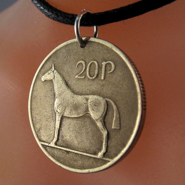 Ireland horse COIN NECKLACE . Stallion jewelry. coin jewelry. mens horse jewelry. pony pendant.  No.00879