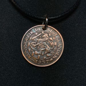 NETHERLANDS necklace coin jewelry. dutch pendant cent . Holland art nouveau. Choose Year. PartsForYou . No.00899 image 2