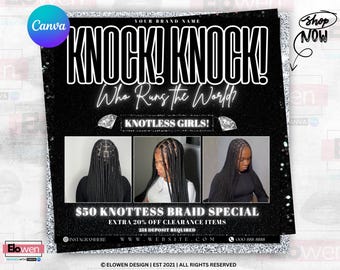 Knotless Braids Flyer, Braids Special Flyer, Braids Pricelist Flyer, Braid Special Deal flyer, Braids Bookings Flyer, Braids Flyer, Canva