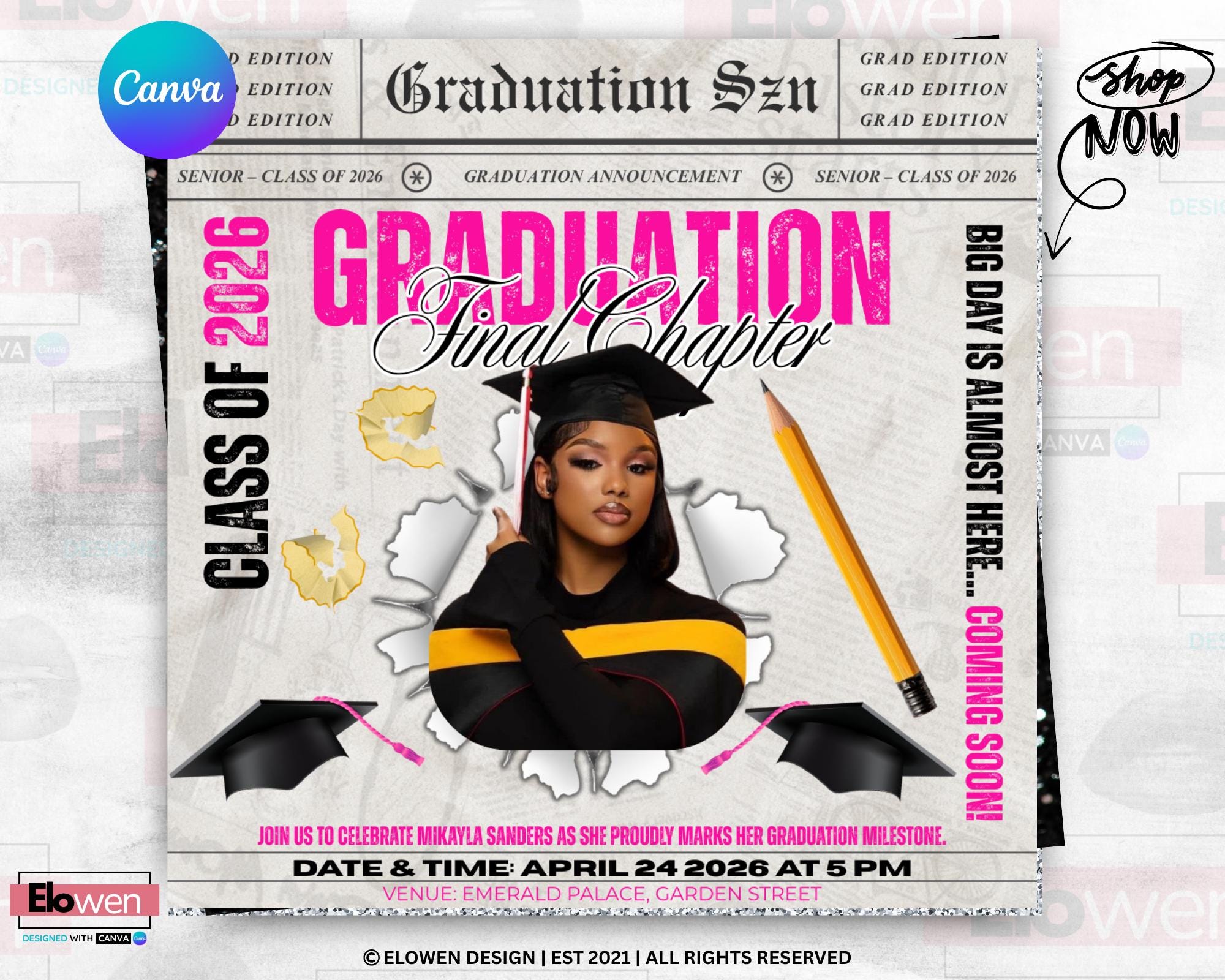 Grad Week Flyer Graduate Flyer, Graduation Party Flyer, Graduation Invitation, College ...