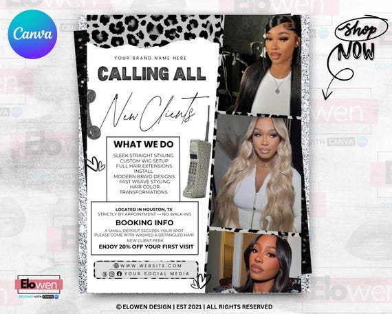 New Client Hair Flyer Template, First Time Client Special Promo, Hairstylist Welcome Offer Ad, Salon New Customer Flyer Canva Editable
