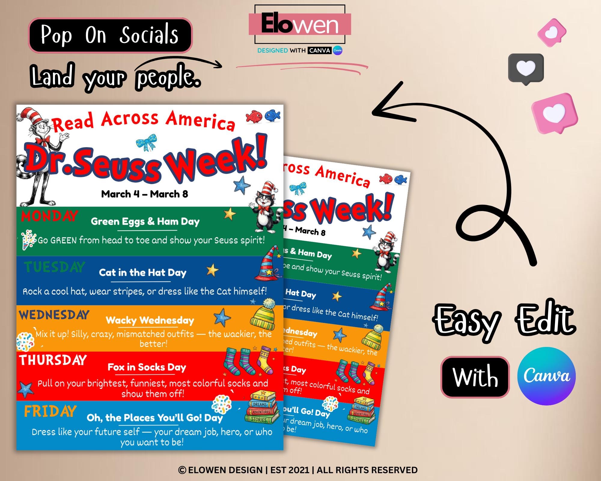 Editable Template, Read Across America Template, Spirit Week Flyer ...
