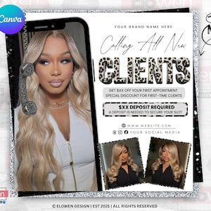 New Client Hair Flyer Template, First Time Client Special Promo, Hairstylist Welcome Offer Ad, Salon New Customer Flyer Canva Editable