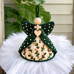 Patrón sencillo en PDF para adorno de ángel de tela, patrón de ganchillo de ángel navideño, adorno de ángel hecho a mano, decoración navideña estilo granja.