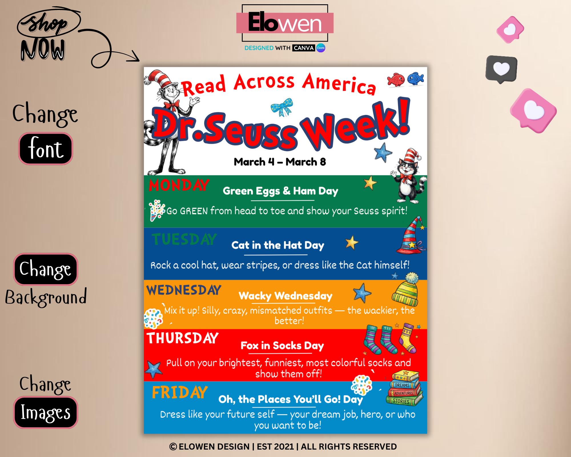 Editable Template, Read Across America Template, Spirit Week Flyer ...