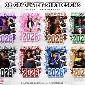 Graduate Class of 2026 Template Bundle | Senior T-Shirt Designs | Bootleg Rap Tee 2026 Collection | Grad School Canva Editable Templates