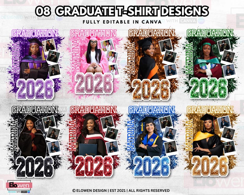 Graduate Class of 2026 Template Bundle | Senior T-Shirt Designs | Bootleg Rap Tee 2026 Collection | Grad School Canva Editable Templates