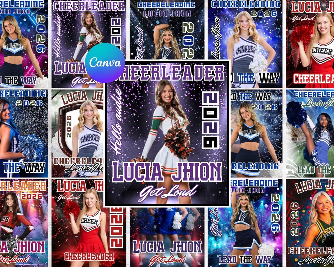 Cheerleader Poster Canva Editable Template,15 Canva Editable ...