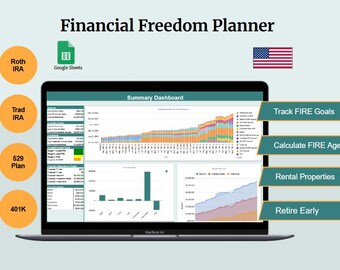 Financial Freedom Planner | FIRE Tracker Google Sheets (Digital)