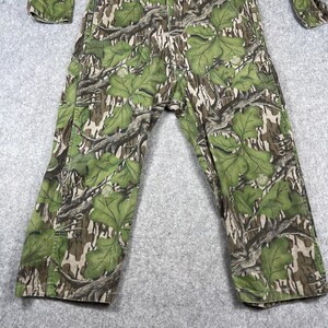 Vtg Mossy Oak Coveralls Mens 48" Chest Short Full Foliage Green Camo Hunting USA image 2