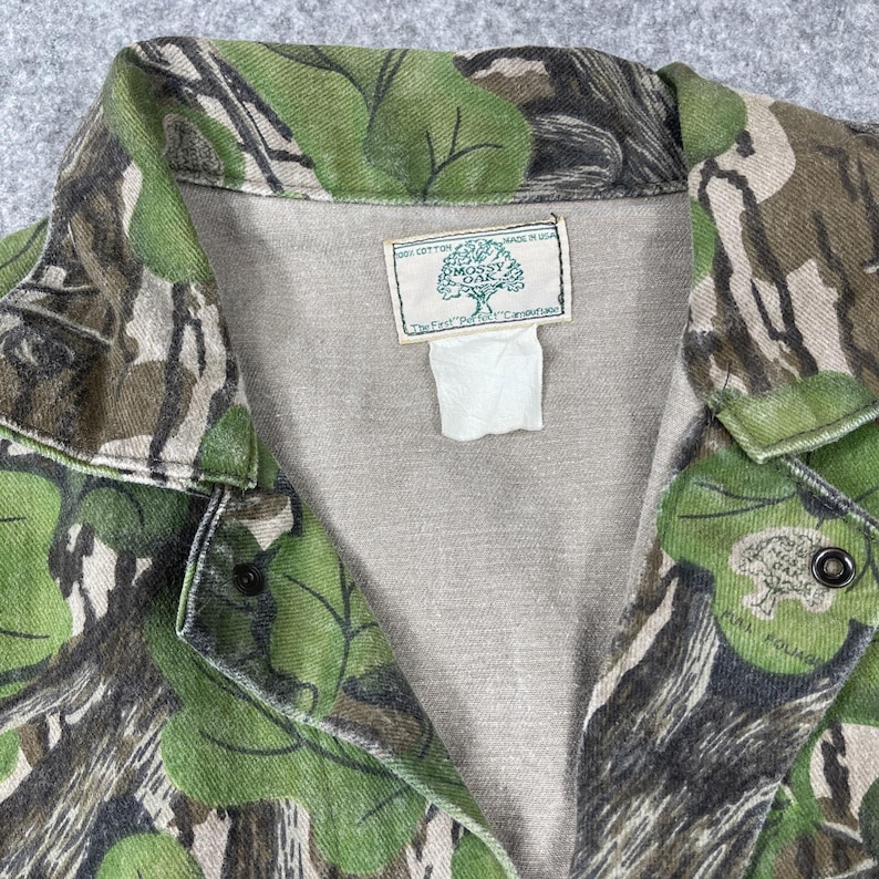 Vtg Mossy Oak Coveralls Mens 48" Chest Short Full Foliage Green Camo Hunting USA image 9