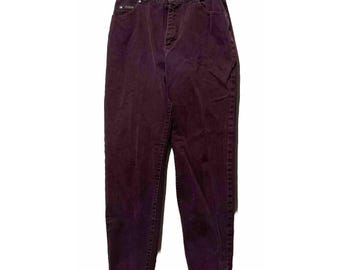 Lee Burgundy Jeans Womens 14 Riveted Denim Tapered Hi Rise USA 30x30 VTG