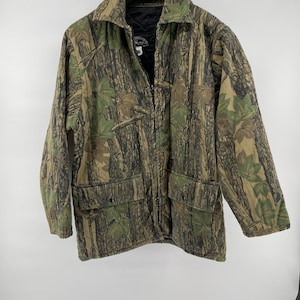 Vintage All Weather Jacket Large REBARK Camouflage Lined Hunting Outdoors USA